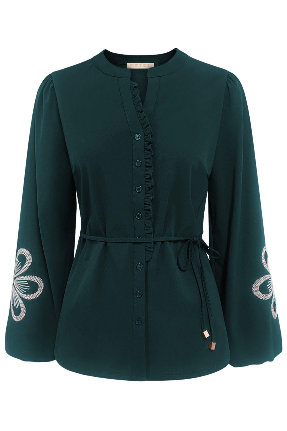 新品未使用deres 16th bottle neck drape blouse SJ Women's Pleat Neck, Crepe De Chine Blouse, Dark Teal | SJ