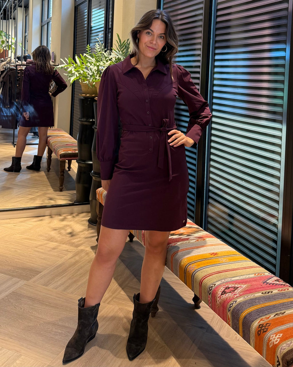 Triple Nine - Travel Jurk Retro Aubergine - 51841 Jurk - Est Voilà