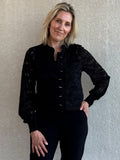 Triple Nine - Lace Blouse Mandarin Donkerbruin - 5946 Blouse - Est Voilà