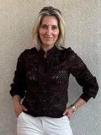 Triple Nine - Lace Blouse Mandarin Zwart - 5946 Blouse - Est Voilà