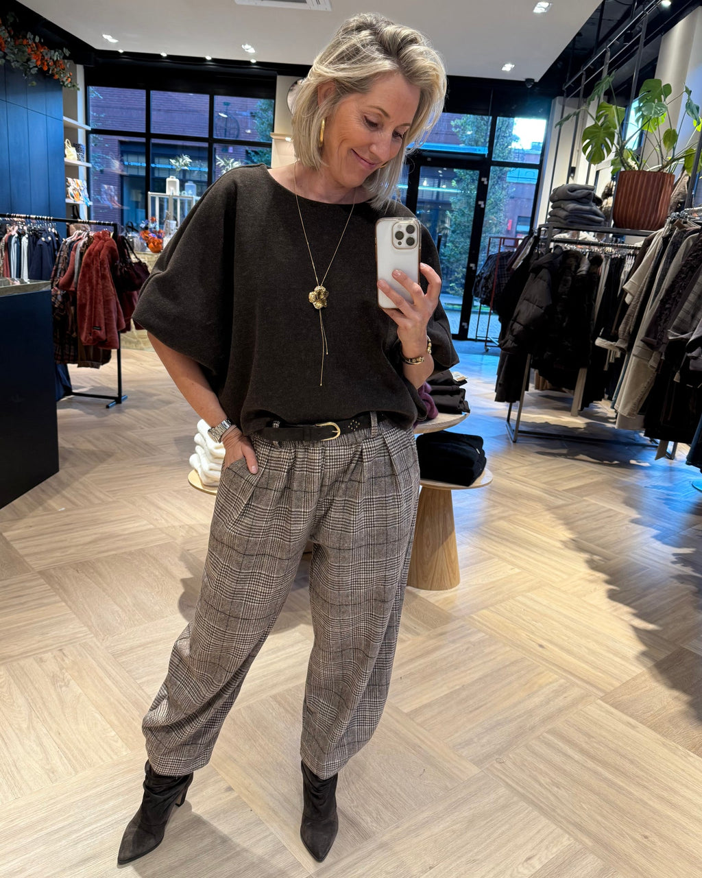 Top Merel Felted Donkerbruin - Peet kleding