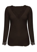 Triple Nine - Cashmere Top Lou Lou Donkerbruin - 9003 Shirt - Est Voilà