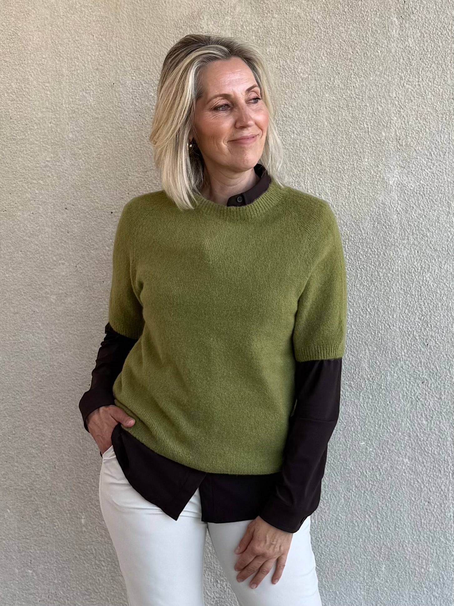 Triple Nine - Alpaca Top Levi Olijfgroen Trui - Est Voilà