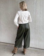 Broek Carol Culotte PU Olijfgroen - Peet kleding