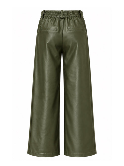 Broek Sarah Leather Olijfgroen - Peet kleding