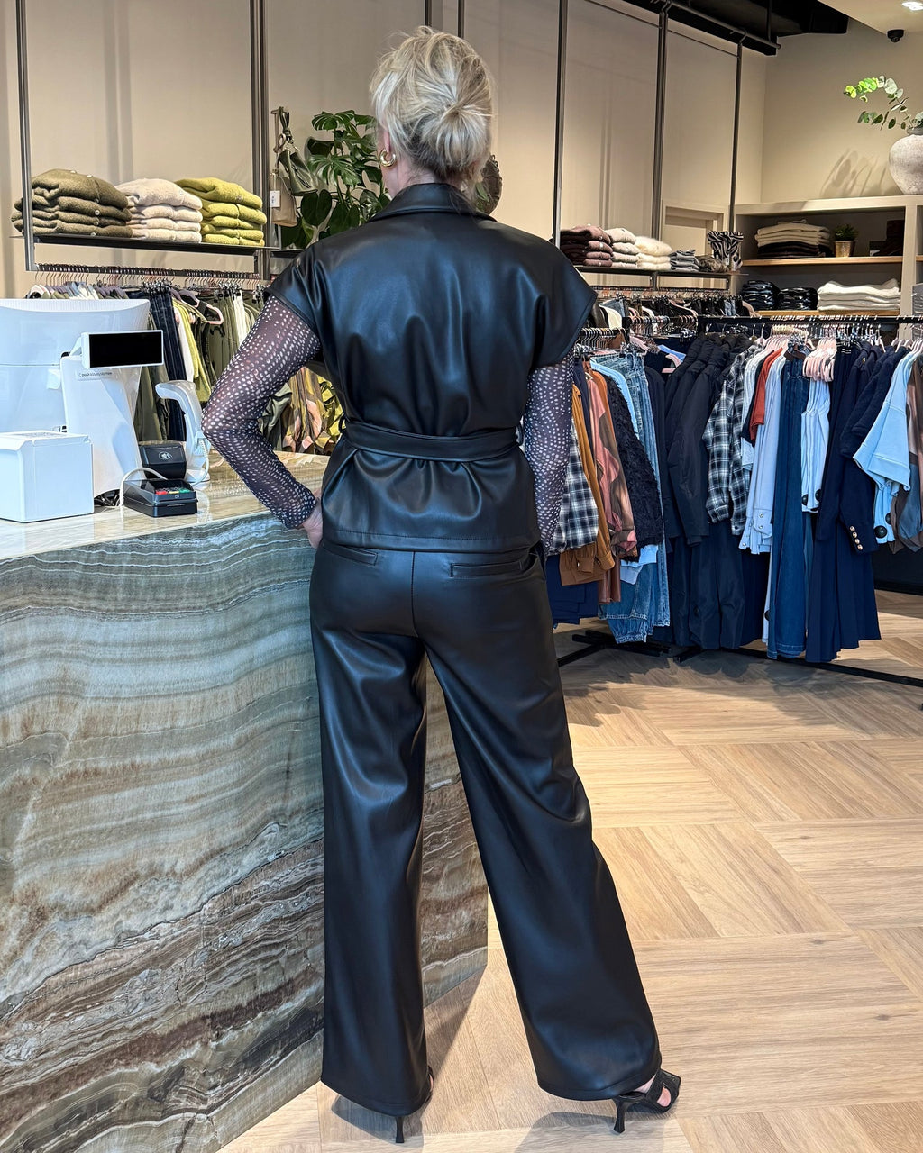 Broek Sarah Leather Zwart Broek - Est Voilà