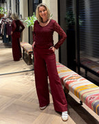 Triple Nine - Travel Broek Petra Bordeaux - 2703 - Peet kleding