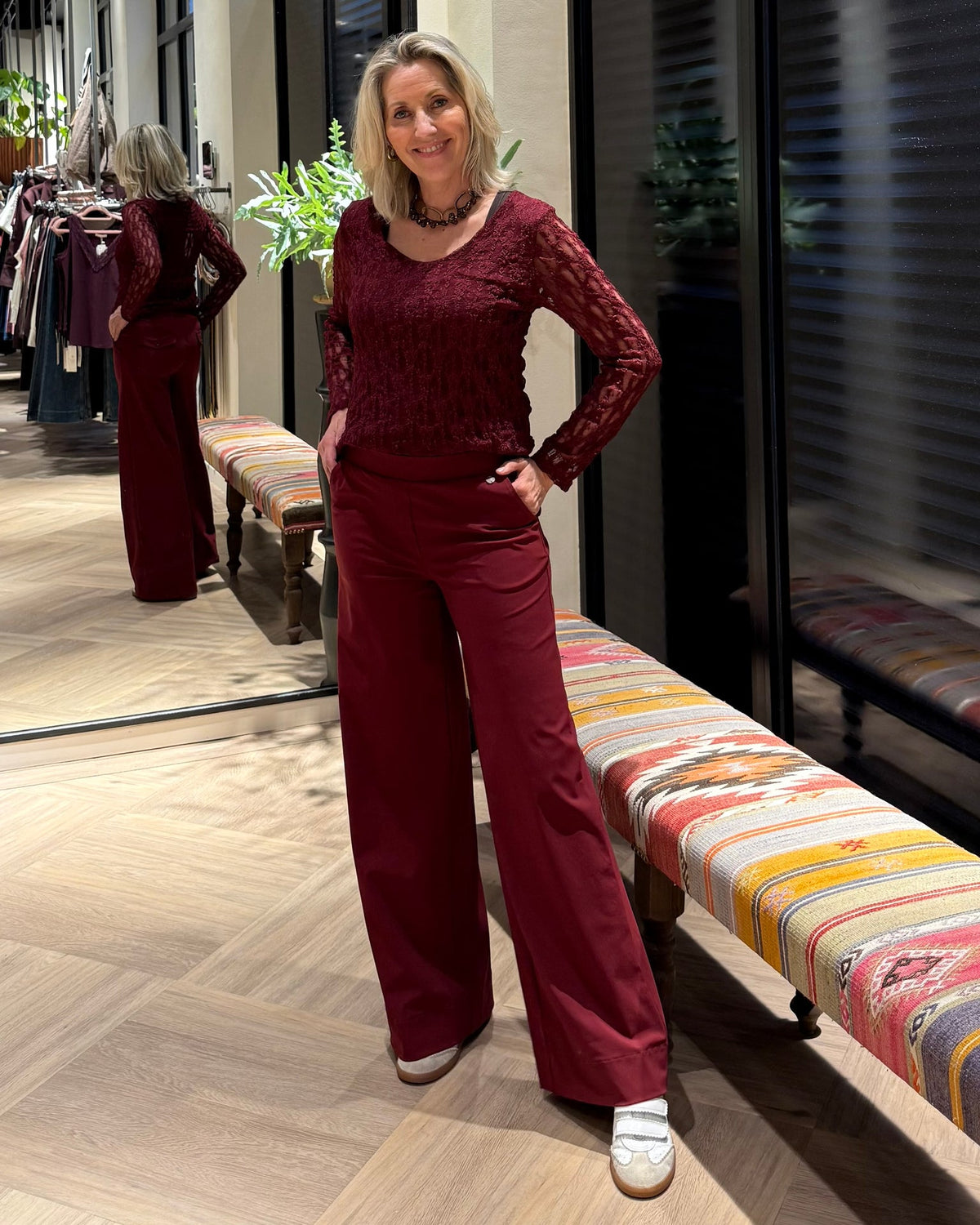 Triple Nine - Travel Broek Petra Bordeaux - 2703 - Peet kleding