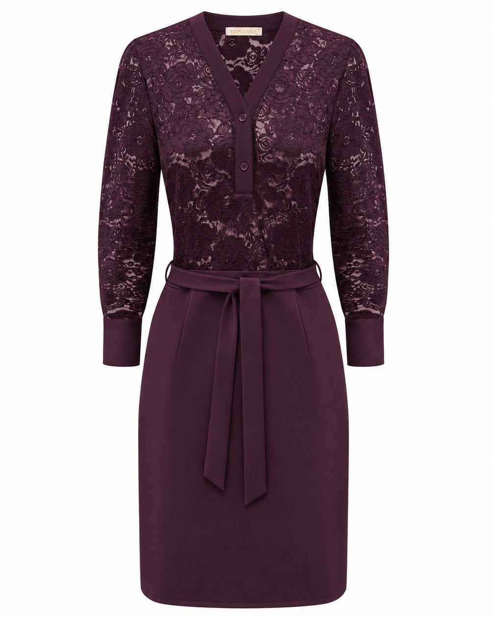 Triple Nine - Travel Jurk Lace Aubergine - 51842 Jurk - Est Voilà