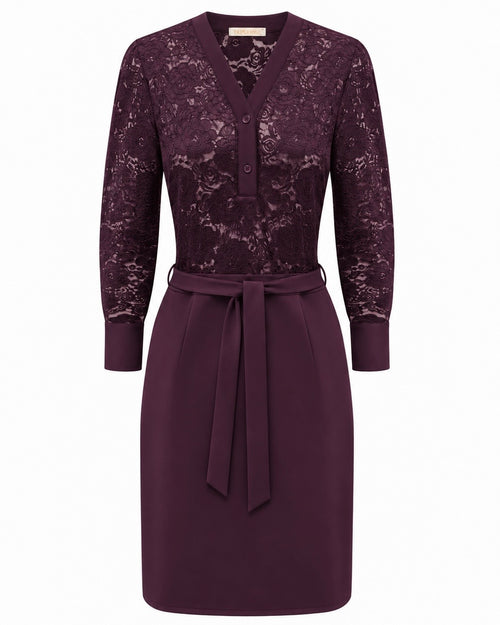 Triple Nine - Travel Jurk Lace Aubergine - 51842 Jurk - Est Voilà