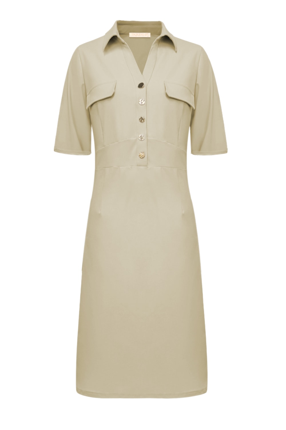 Triple Nine - Travel Jurk Valerie Beige - 51827 jurk - Est Voilà