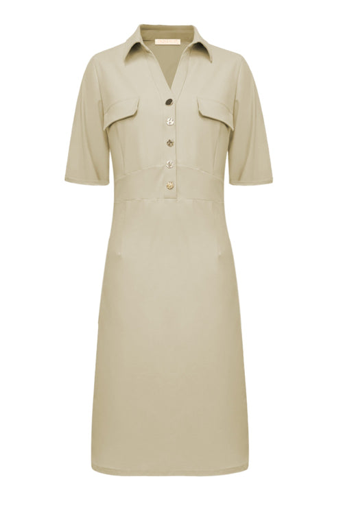 Triple Nine - Travel Jurk Valerie Beige - 51827 jurk - Est Voilà