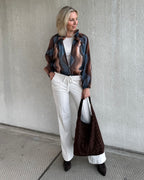Est Voilà - Blouson Silky Wave Blauw Blouse - Est Voilà
