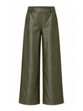 Broek Sarah Leather Olijfgroen Broek - Est Voilà