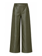 Broek Sarah Leather Olijfgroen Broek - Est Voilà