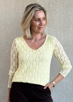 Triple Nine - Kanten Top Lucy Zachtgeel Top - Est Voilà