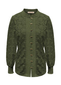 Triple Nine - Lace Blouse Mandarin Olijfgroen - 5946 Blouse - Est Voilà