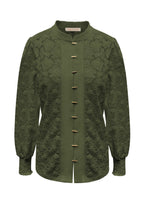 Triple Nine - Lace Blouse Mandarin Olijfgroen - 5946 Blouse - Est Voilà