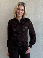 Triple Nine - Lace Blouse Mandarin Donkerbruin - 5946 Blouse - Est Voilà