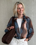 Est Voilà - Blouson Silky Wave Blauw Blouse - Est Voilà