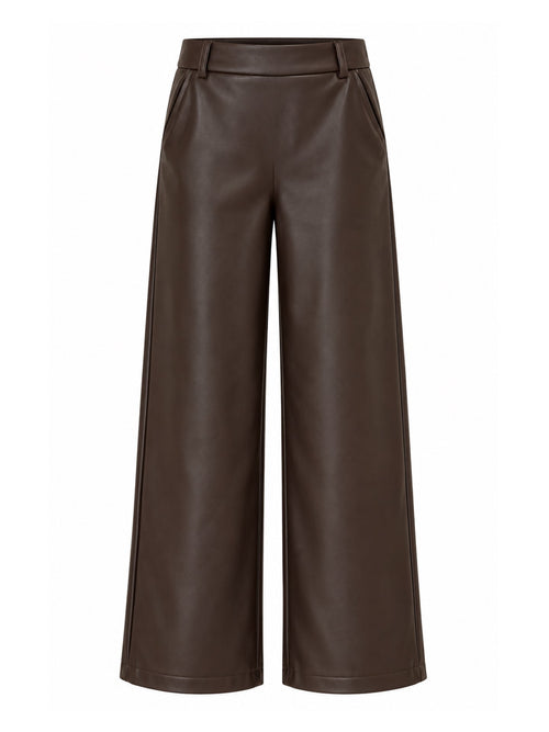 Broek Sarah Leather Donkerbruin - Peet kleding
