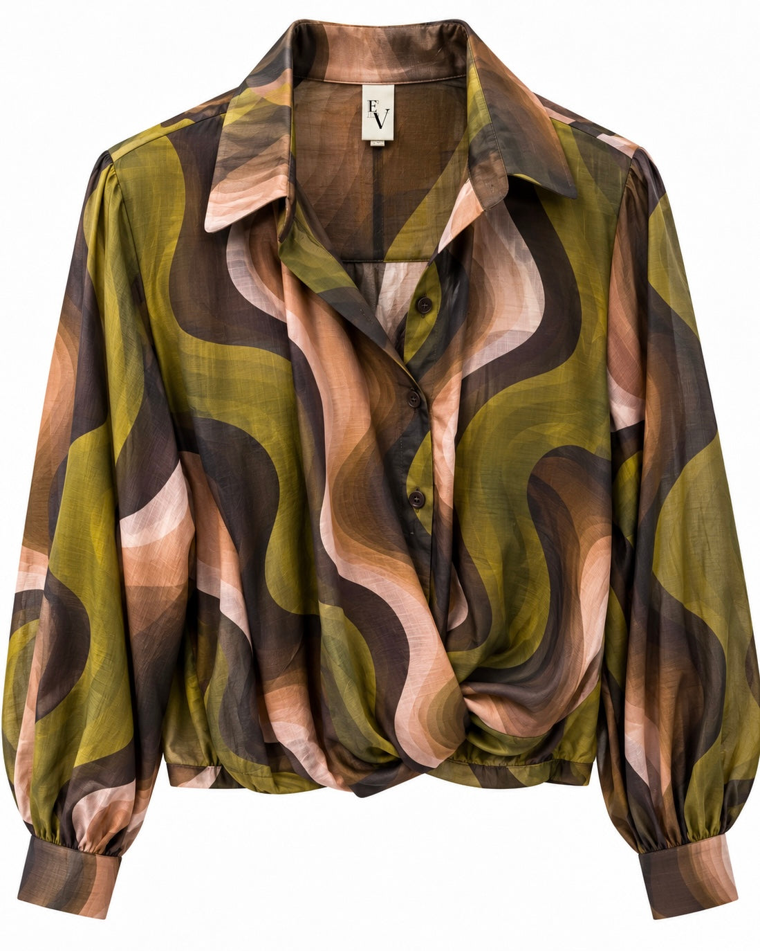 Blouse Dani Wave Olijf Blouse - Est Voilà