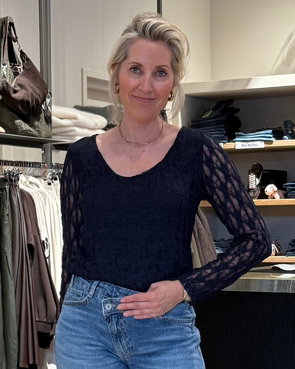 Triple Nine - Kanten Top Lucy Navy Top - Est Voilà