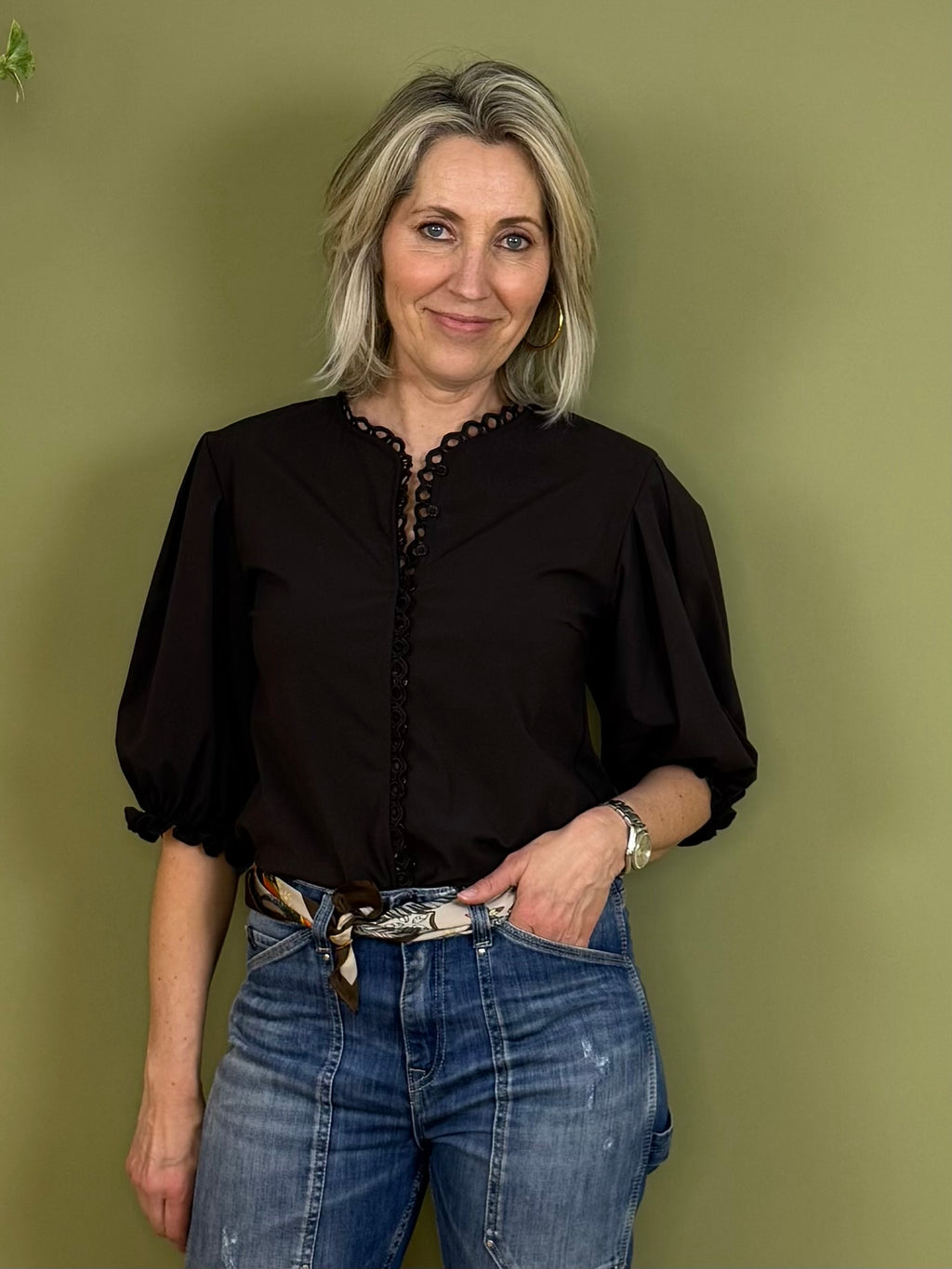 Triple Nine - Travel Blouse Juliette Donkerbruin - 5935 Blouse - Est Voilà