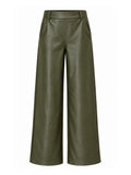 Est Voila - Faux Leather Wide Leg Olijfgroen Broek - Est Voilà
