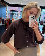 Angora Vest Strik Donkerbruin Vest - Est Voilà