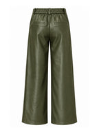 Est Voila - Faux Leather Wide Leg Olijfgroen Broek - Est Voilà