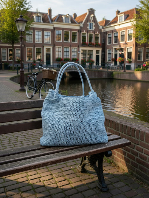 Est Voilà - Raffia Tas Lichtblauw Tassen - Est Voilà