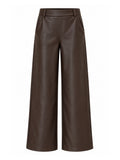Est Voila - Faux Leather Wide Leg Donkerbruin Broek - Est Voilà