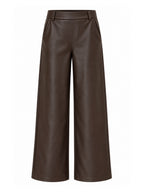 Est Voila - Faux Leather Wide Leg Donkerbruin Broek - Est Voilà