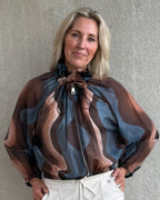 Est Voilà - Blouson Silky Wave Blauw Blouse - Est Voilà