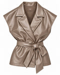 Gilet Sarah Leather Taupe Gilet - Est Voilà