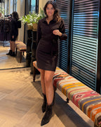 Triple Nine - Travel Jurk Retro Donkerbruin - 51841 Jurk - Est Voilà