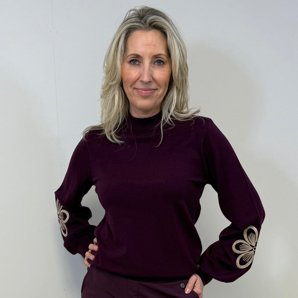 Triple Nine - Travel Trui Sophie Aubergine - 9004 - Peet kleding