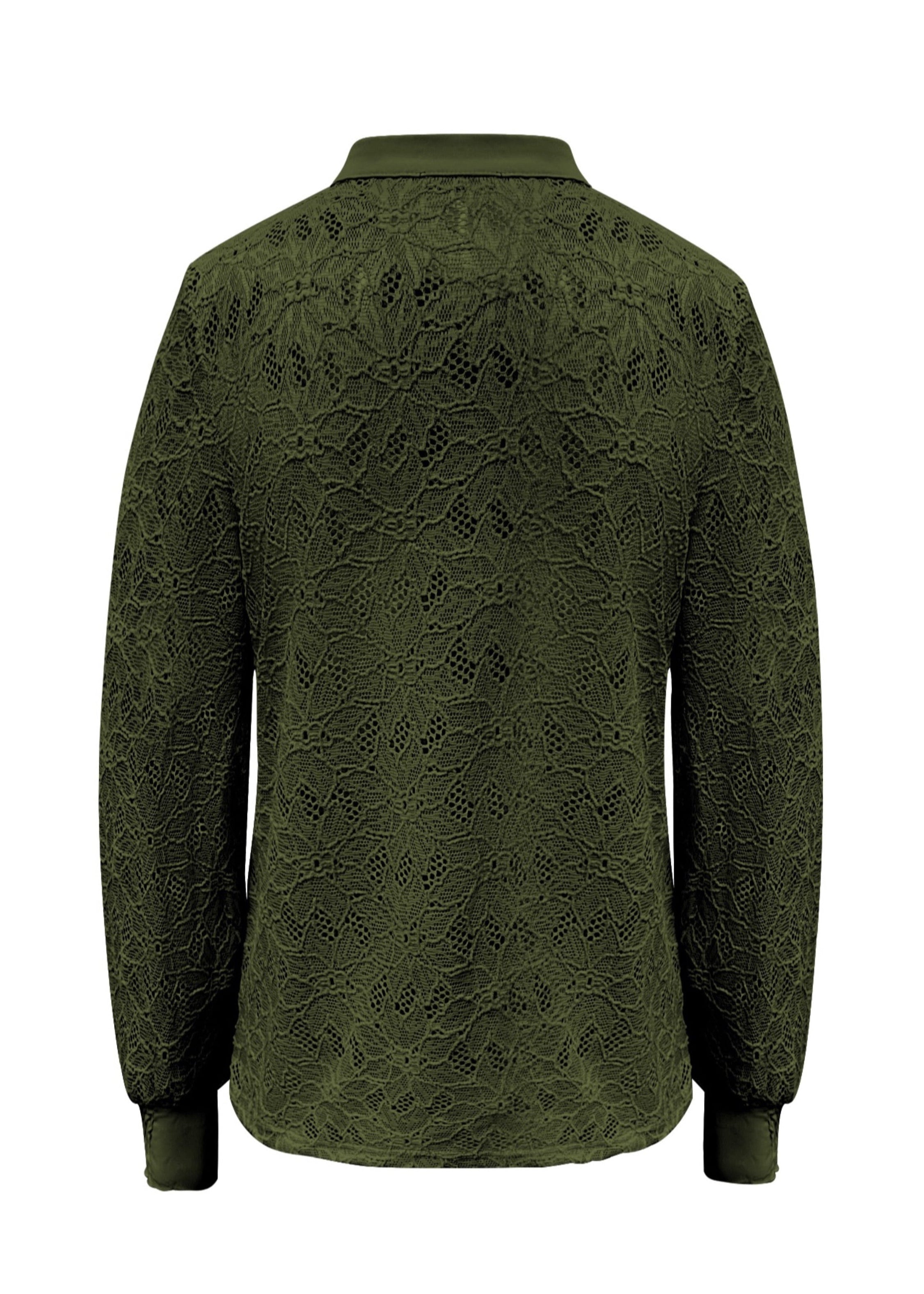 Triple Nine - Lace Blouse Mandarin Olijfgroen - 5946 Blouse - Est Voilà