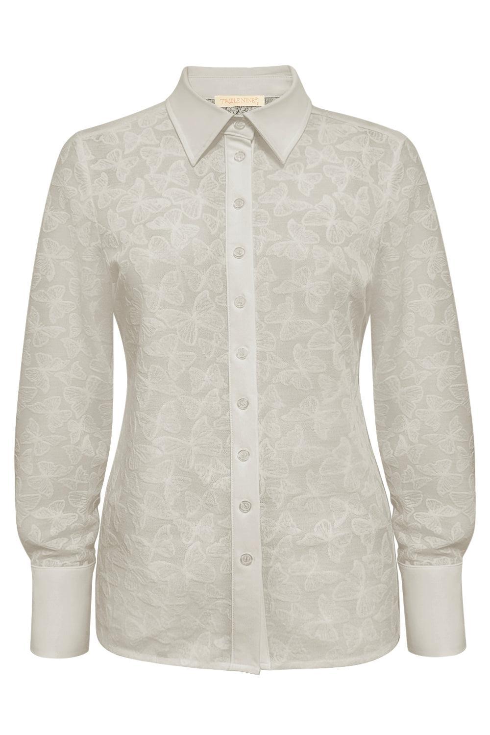 Travel Blouse Butterfly Beige - 5920 Blouse - Est Voilà