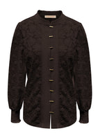 Triple Nine - Lace Blouse Mandarin Donkerbruin - 5946 Blouse - Est Voilà