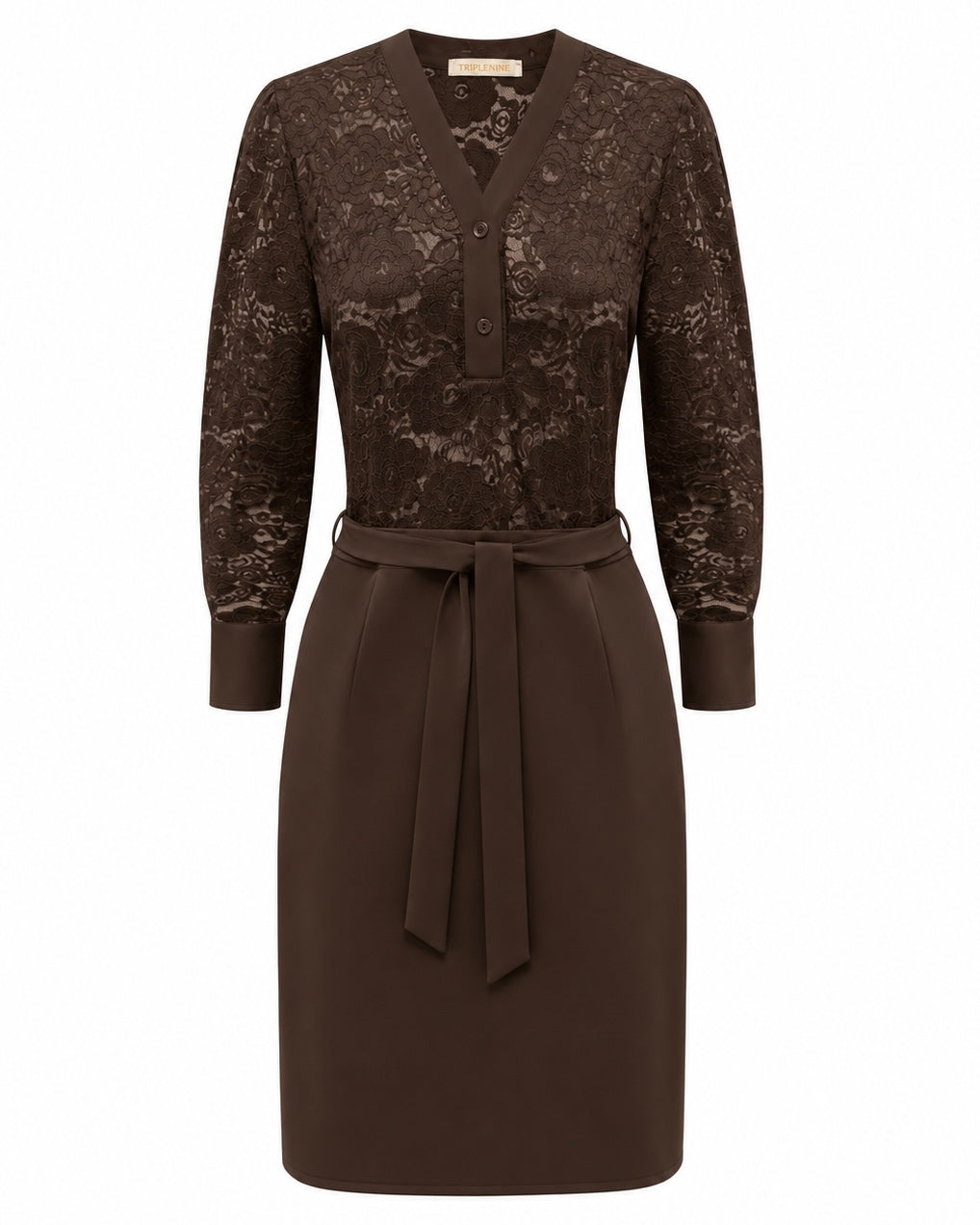 Triple Nine - Travel Jurk Lace Donkerbruin - 51842 Jurk - Est Voilà
