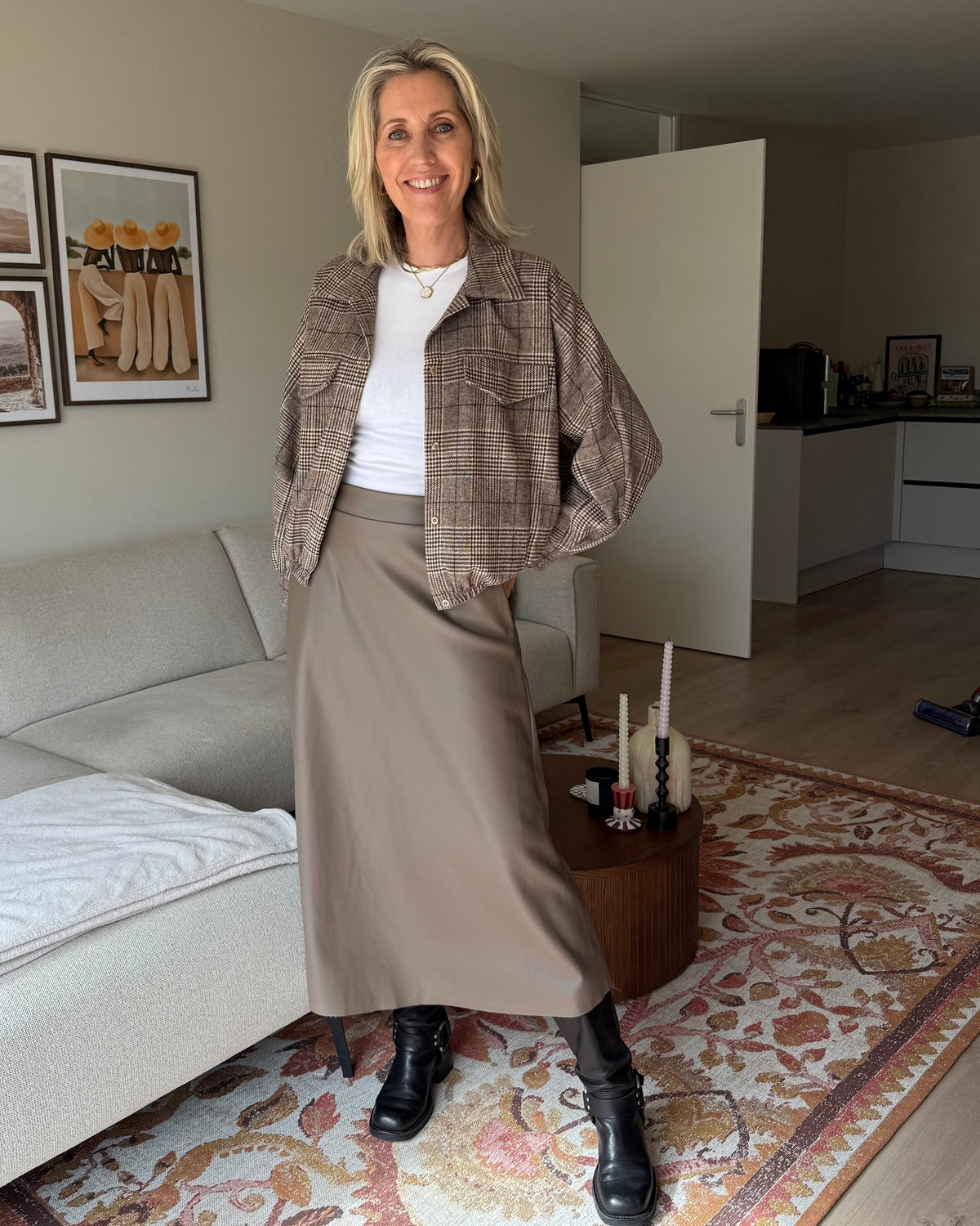 Rok Miriam Leather Taupe - Peet kleding