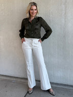 Triple Nine - Lace Blouse Mandarin Olijfgroen - 5946 Blouse - Est Voilà