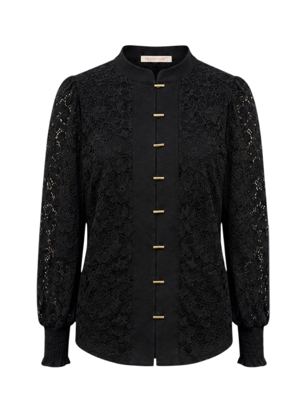 Triple Nine - Lace Blouse Mandarin Zwart - 5946 Blouse - Est Voilà