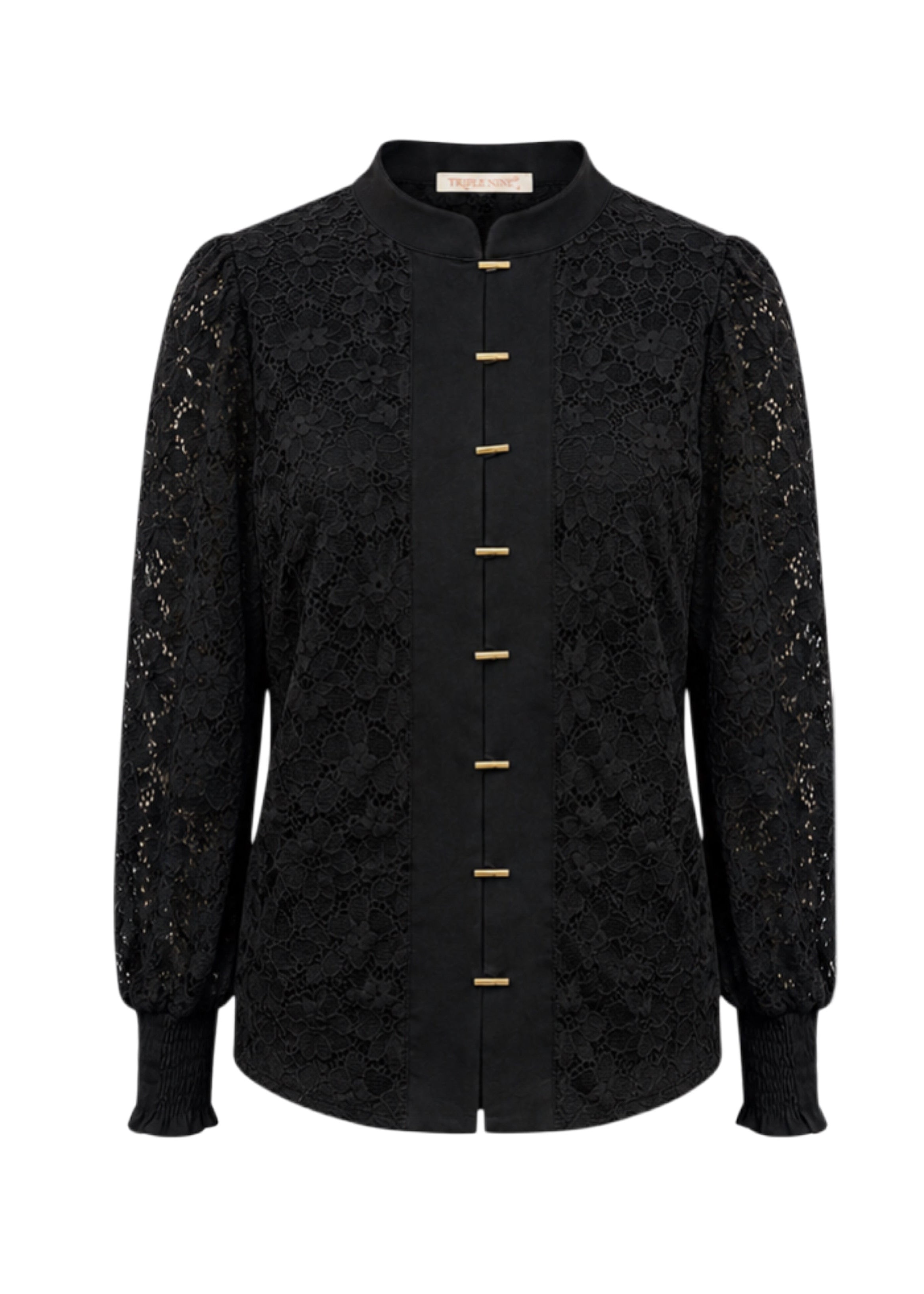Triple Nine - Lace Blouse Mandarin Zwart - 5946