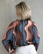 Est Voilà - Blouson Silky Wave Blauw Blouse - Est Voilà