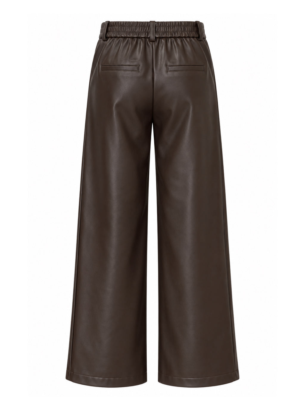 Est Voila - Faux Leather Wide Leg Donkerbruin Broek - Est Voilà