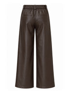 Est Voila - Faux Leather Wide Leg Donkerbruin Broek - Est Voilà