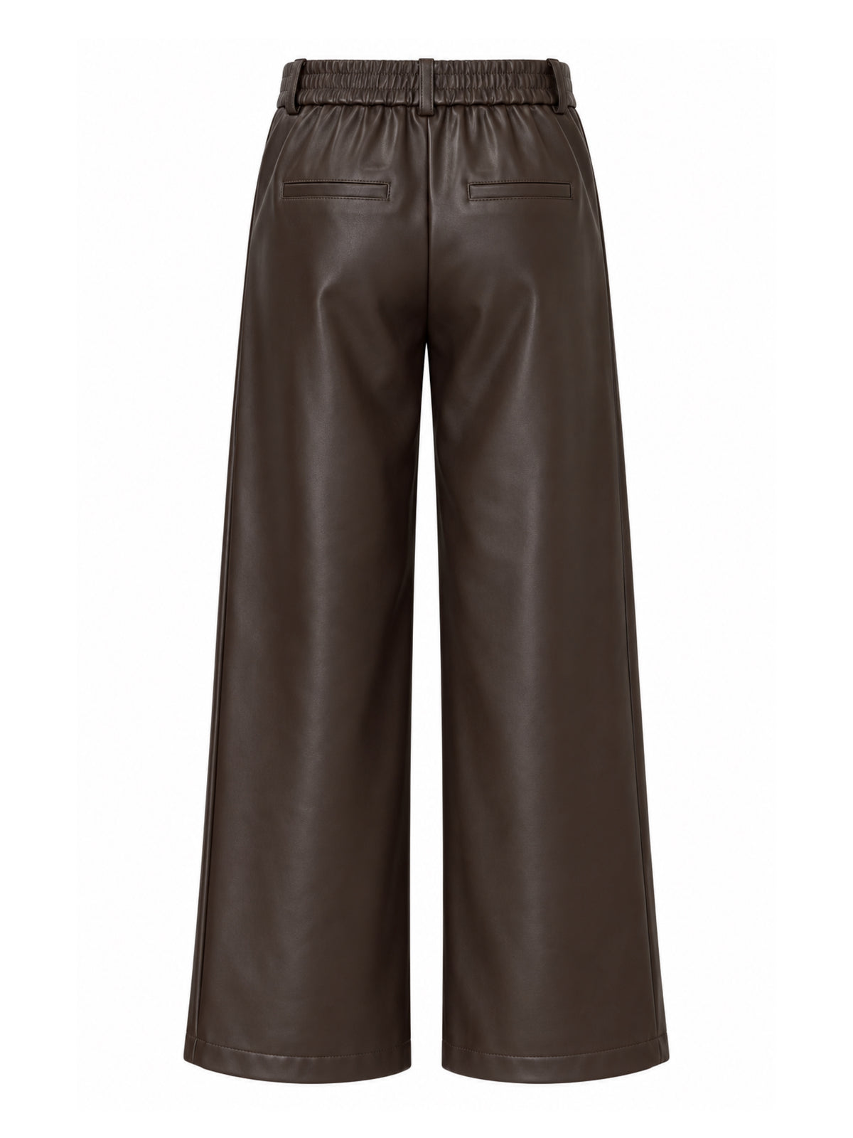 Est Voila - Faux Leather Wide Leg Donkerbruin Broek - Est Voilà
